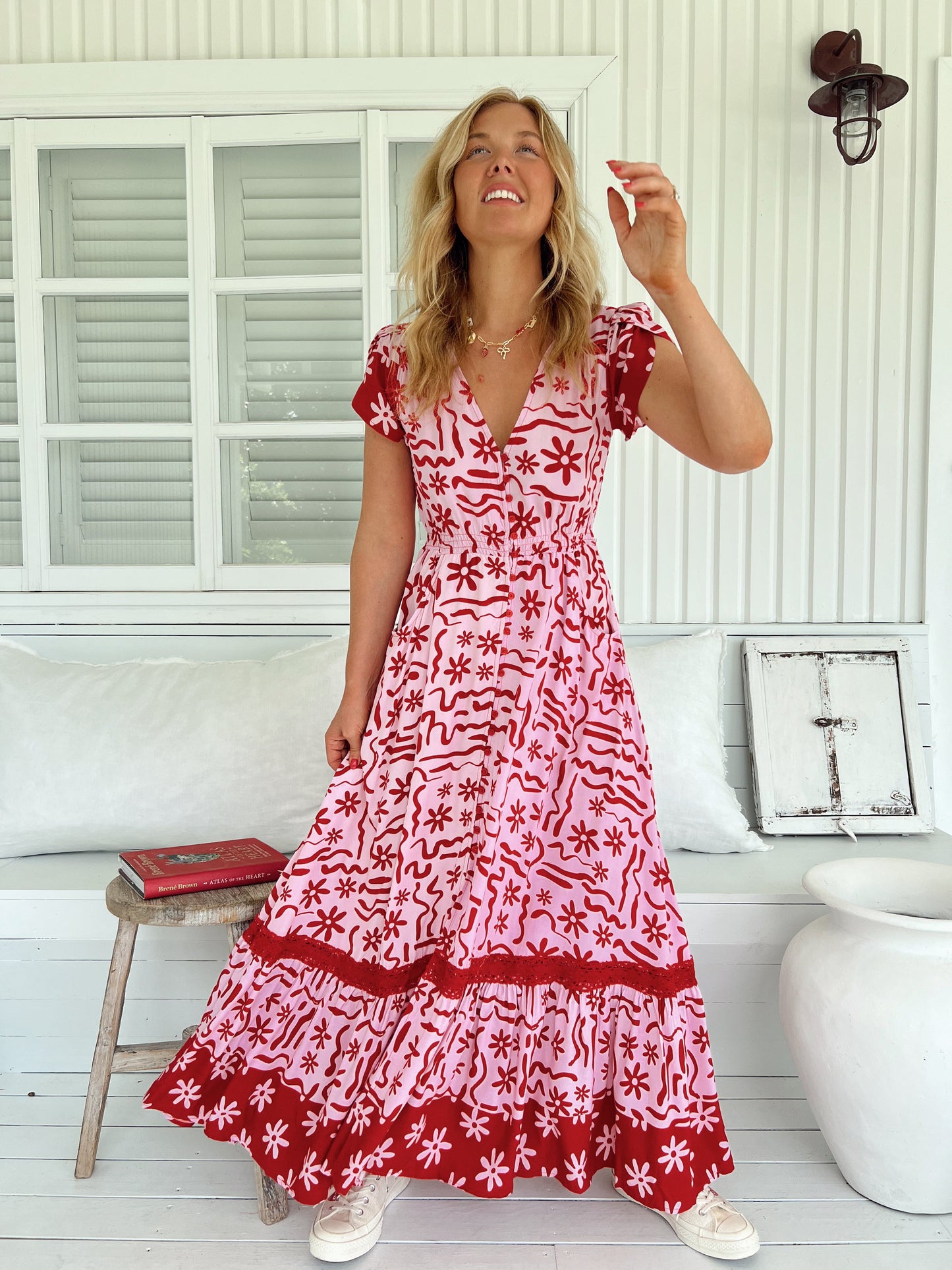 Carmen Maxi Dress - Strawberry Spritz