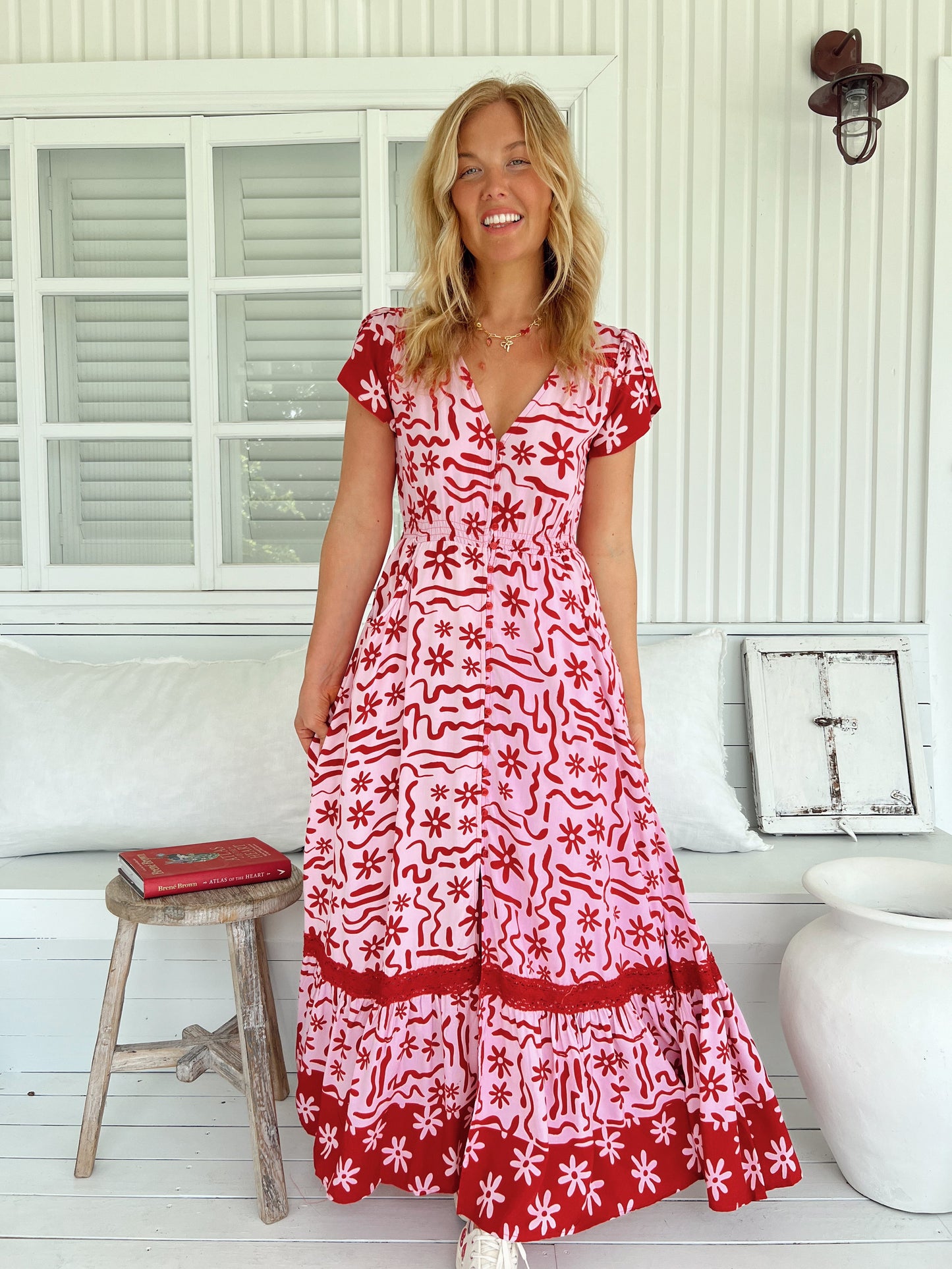Carmen Maxi Dress - Strawberry Spritz