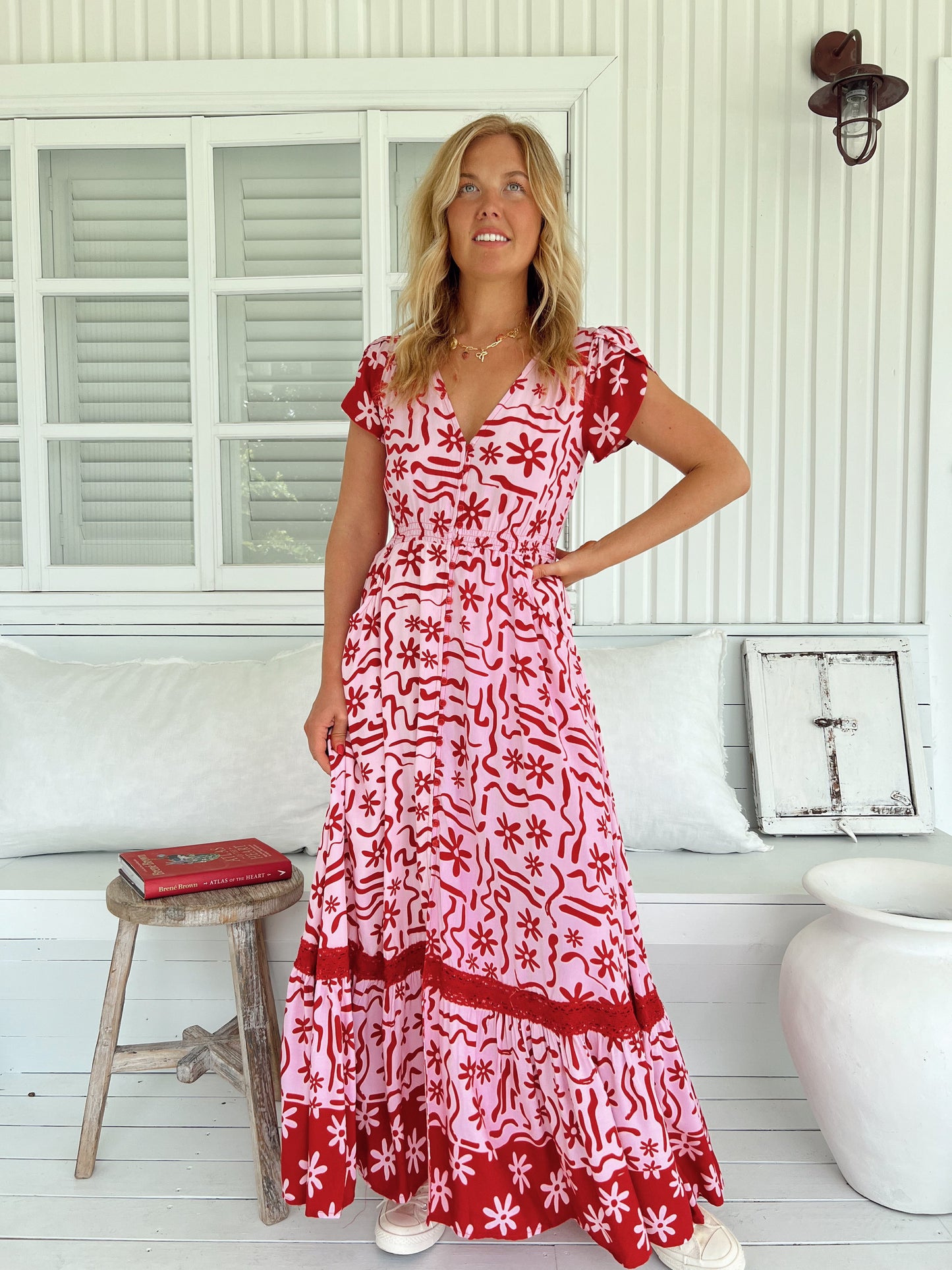Carmen Maxi Dress - Strawberry Spritz