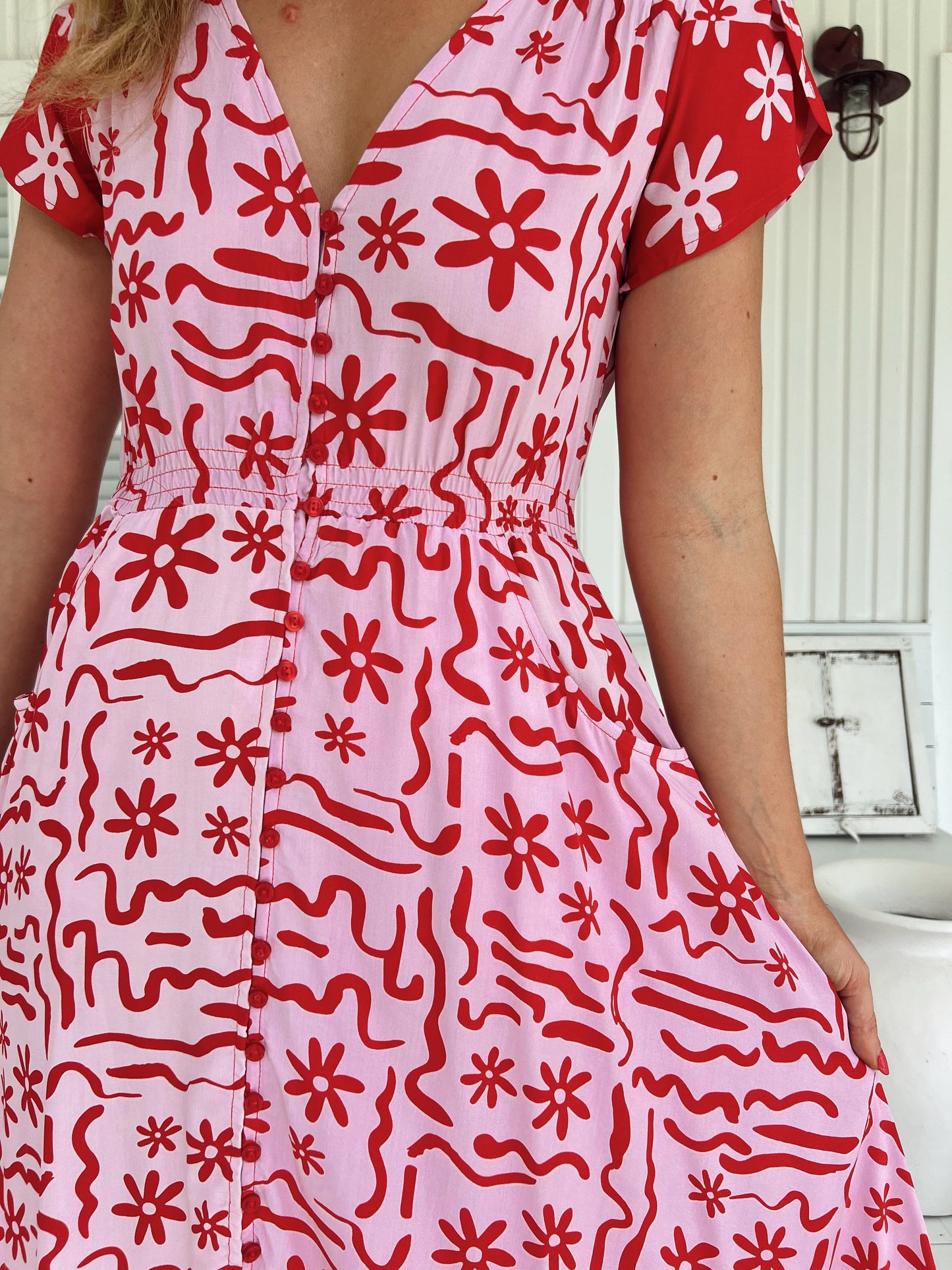 Carmen Maxi Dress - Strawberry Spritz