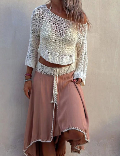 Sunny Meadow Cropped Knit Cover-Up Top