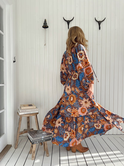 Catalonia Maxi Dress in Earth Tone