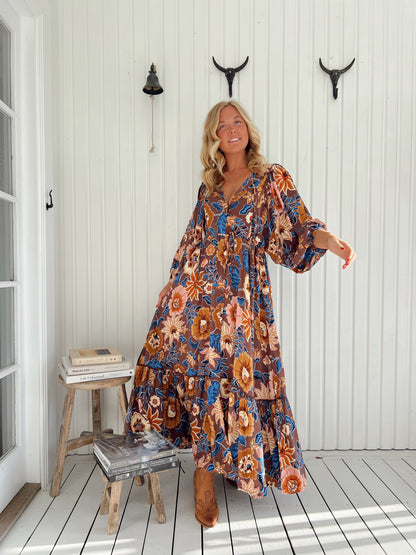 Catalonia Maxi Dress in Earth Tone