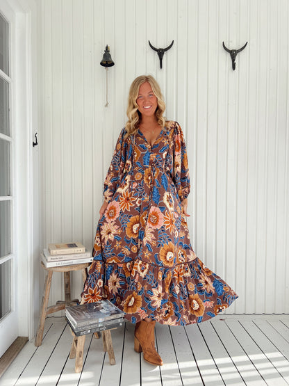 Catalonia Maxi Dress in Earth Tone