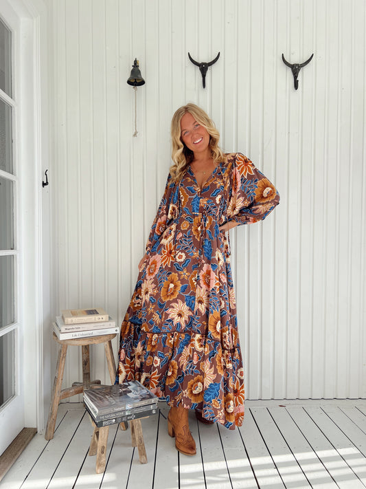 Catalonia Maxi Dress in Earth Tone
