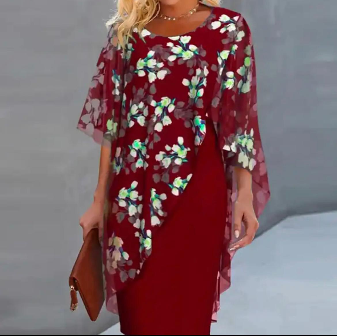 Margie Floral Capelet Dress