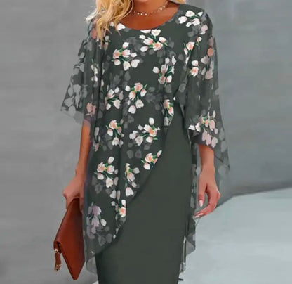 Margie Floral Capelet Dress