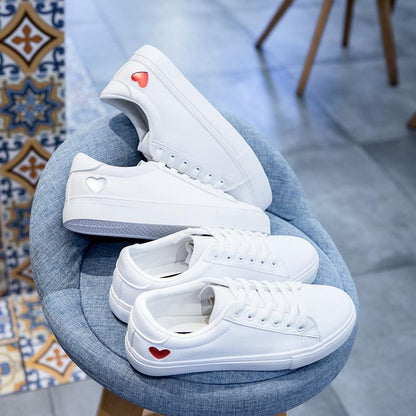 White Sneakers  with Heart shape