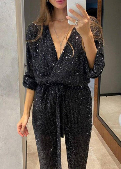 Yvette | Long-Sleeve Sequin Jumpsuit