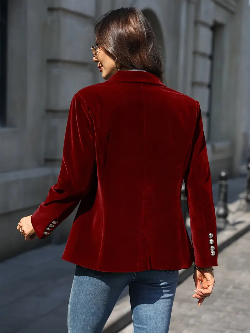 Coral Elegant Velvet Blazer