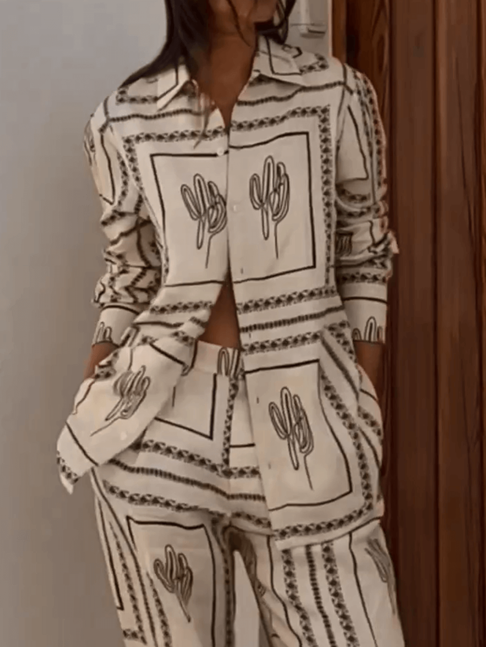 Geometric Line Art Two-Piece Set