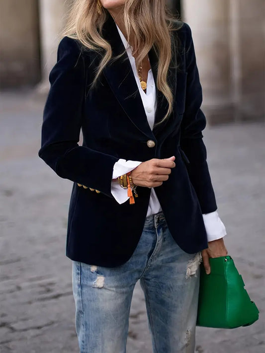 Coral Elegant Velvet Blazer