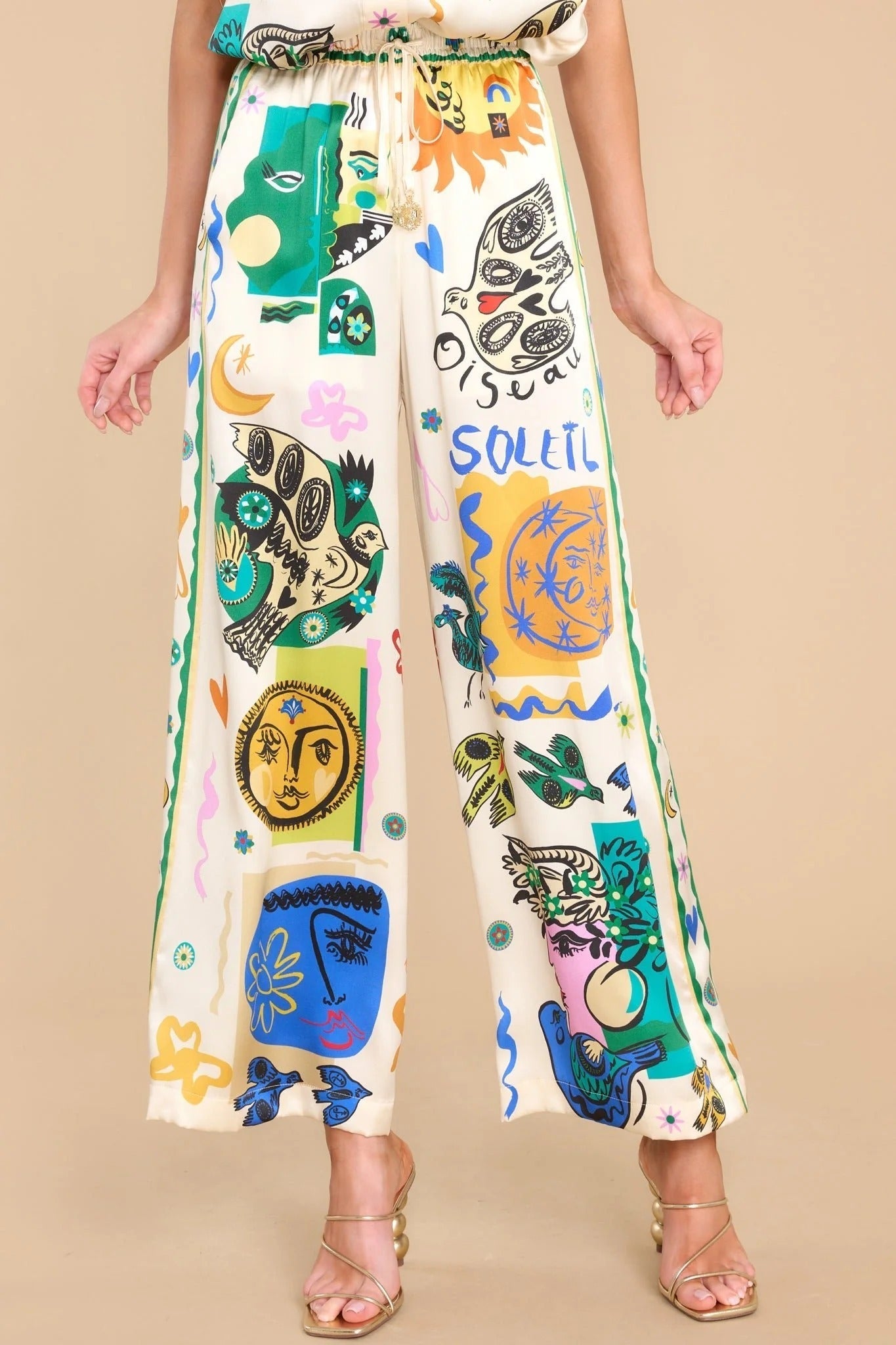 Relaxed Ivory Printed Shirt and Trousers Ensemble