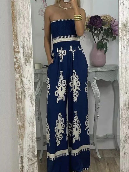 Stylish Printed Chest Wrap Jumpsuit for Women