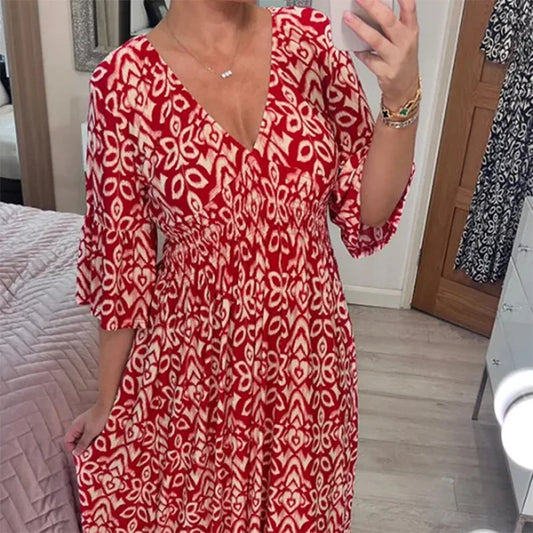 Floral Dress with V-Neck