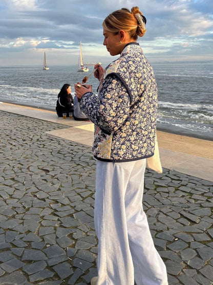 Patterned Oversized Quilted Jacket