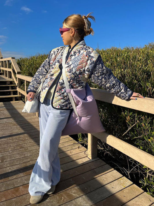 Patterned Oversized Quilted Jacket