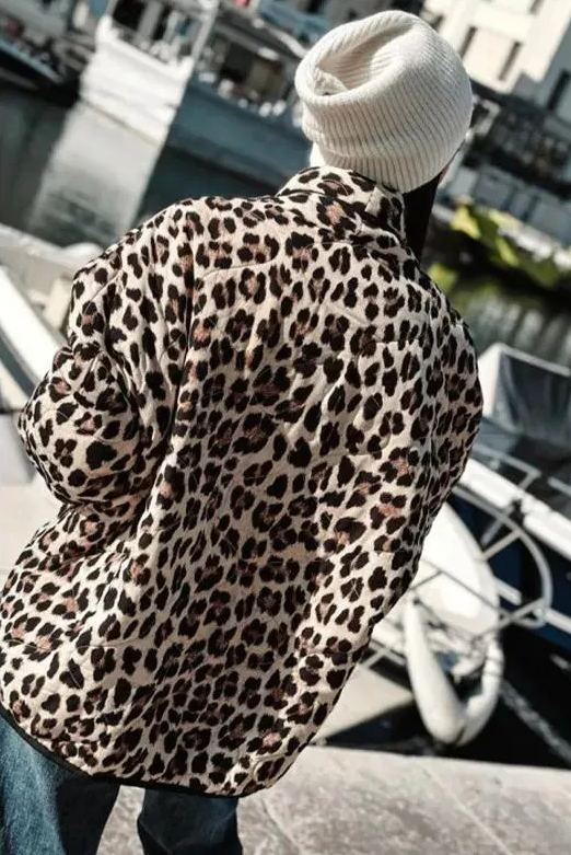 Quilted Jacket with Leopard Print
