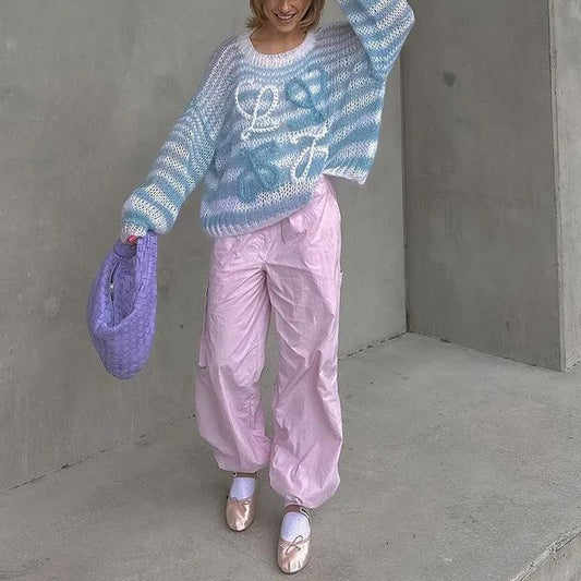 Striped Sweater in Blue and White Contrast