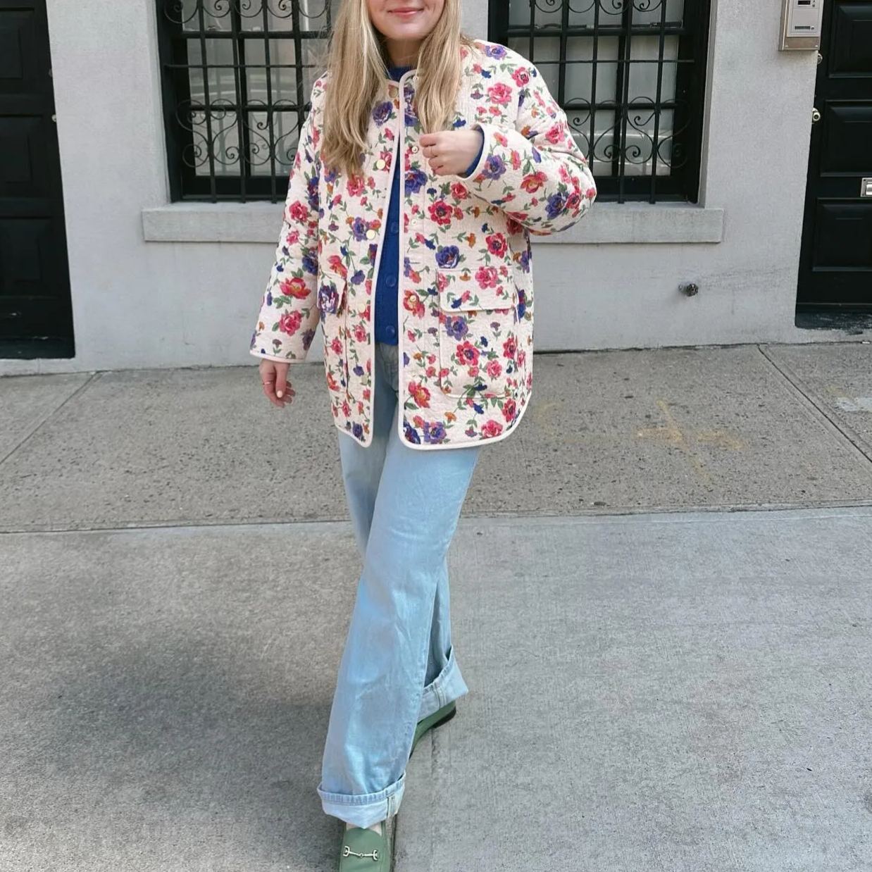 Embroidered Floral Pocket Cotton Jacket