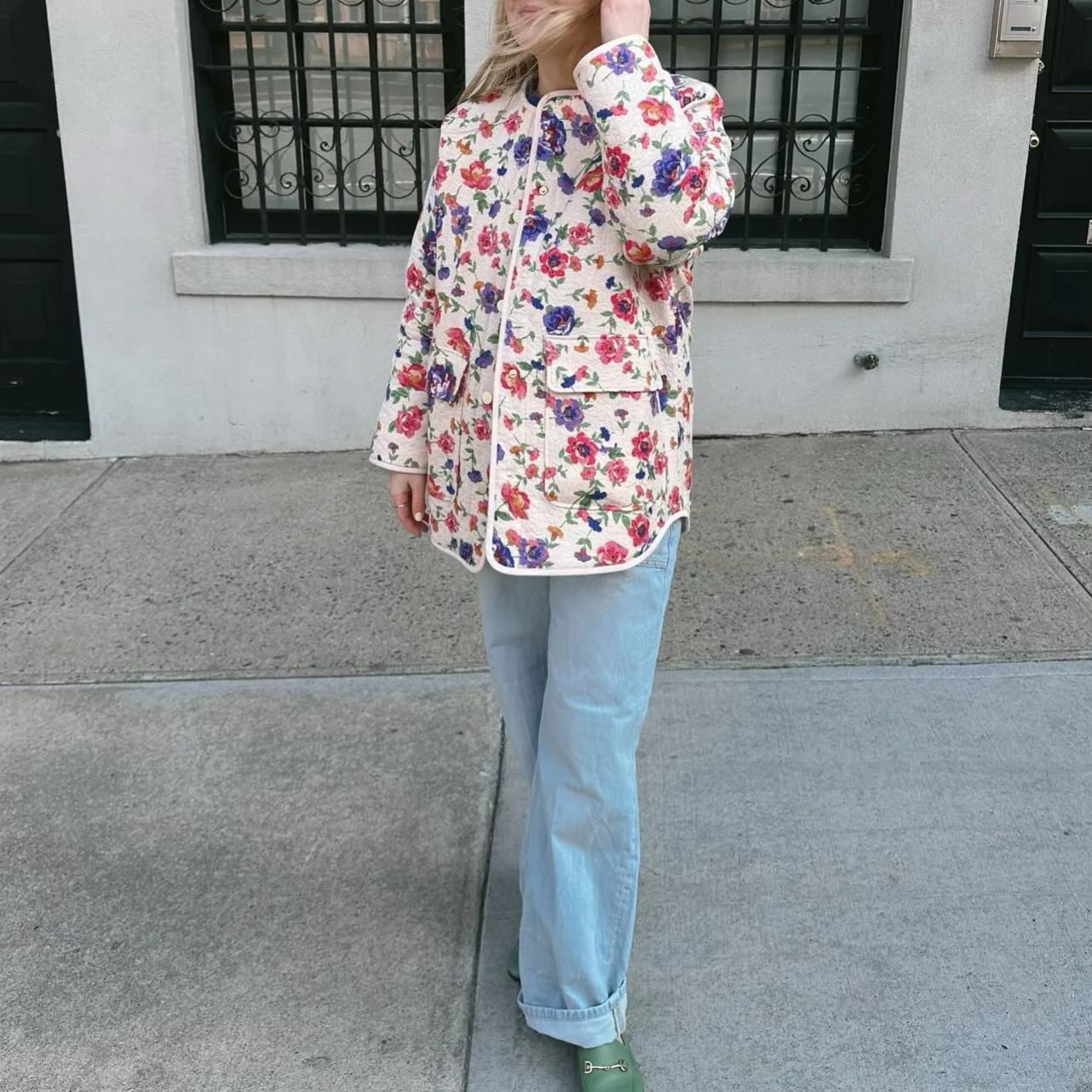 Embroidered Floral Pocket Cotton Jacket