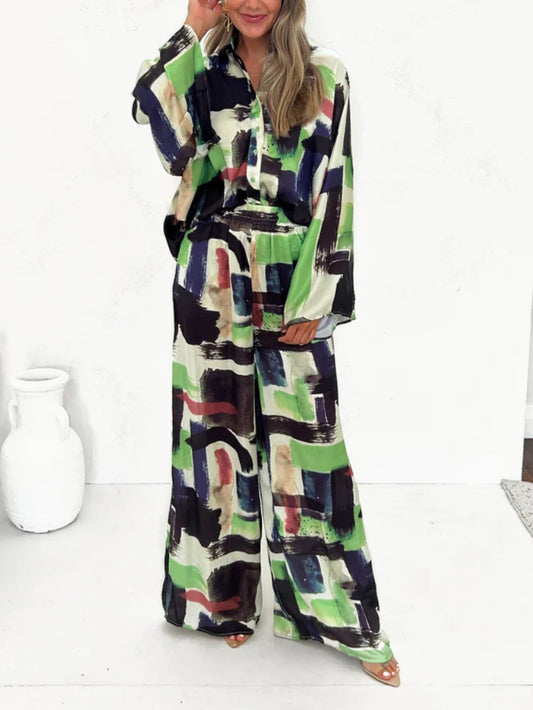 Elastic Waist Pocket Set with Summer Holiday Print