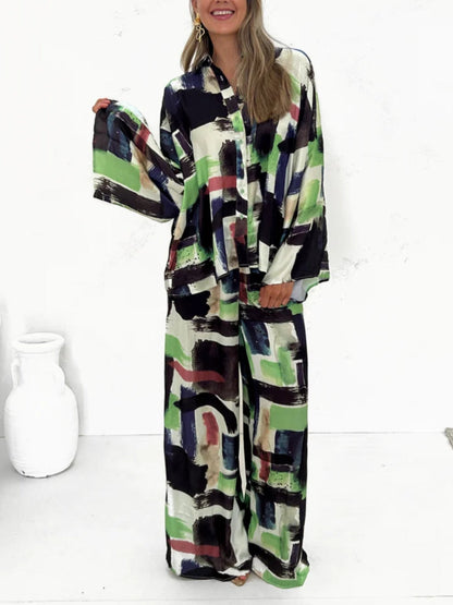Elastic Waist Pocket Set with Summer Holiday Print