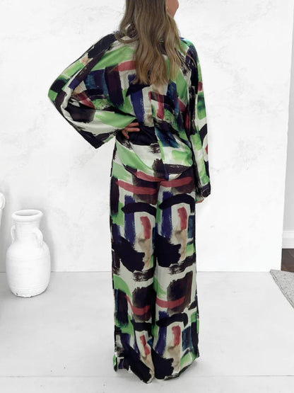 Elastic Waist Pocket Set with Summer Holiday Print