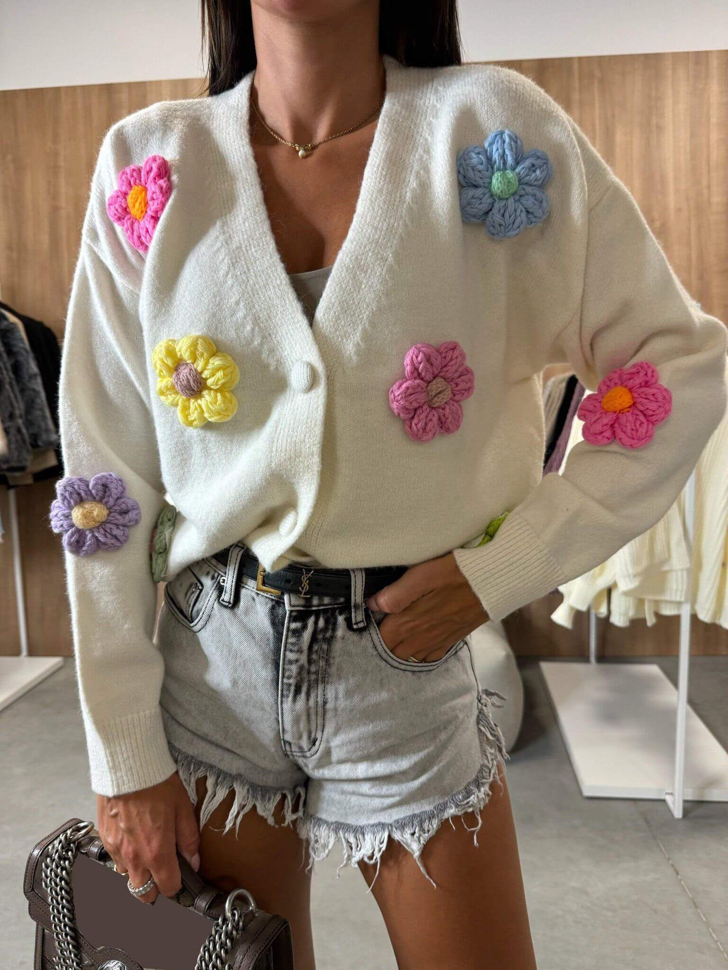 Relaxed Crochet Floral Cardigan Sweater Jacket