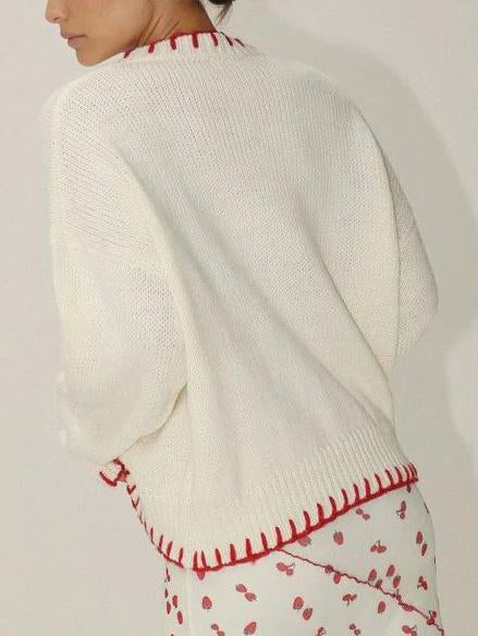 Loose-Fit Bow Jacquard Sweater