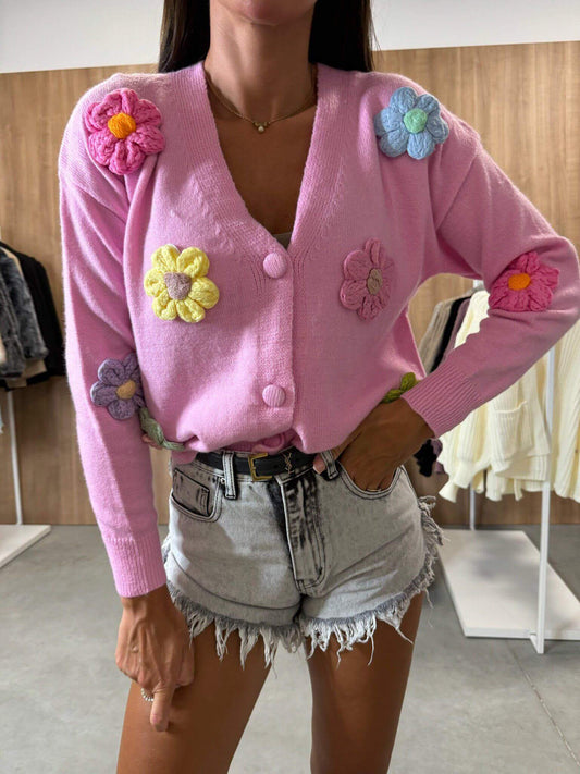Relaxed Crochet Floral Cardigan Sweater Jacket