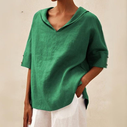 Women's V-Neck Linen Shirt