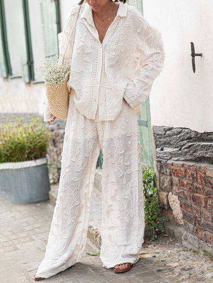 Distinctive Resort-Inspired Jacquard Casual Two-Piece Set