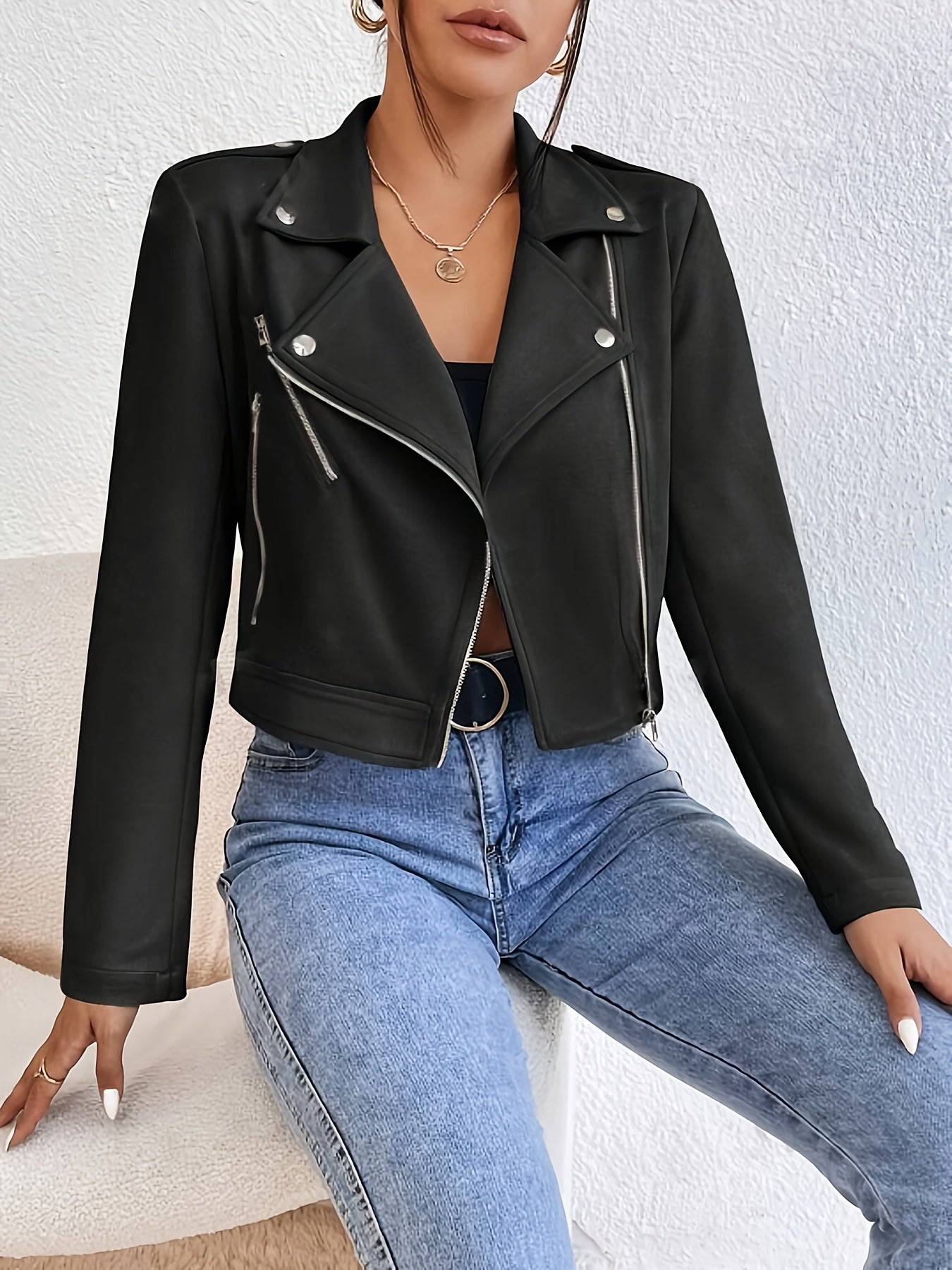 Teresa - Stijlvolle Leren Crop Dames Jacket