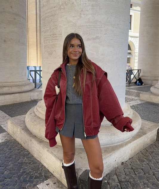 Marlowe Oversized Leather Bomber