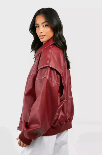 Marlowe Oversized Leather Bomber