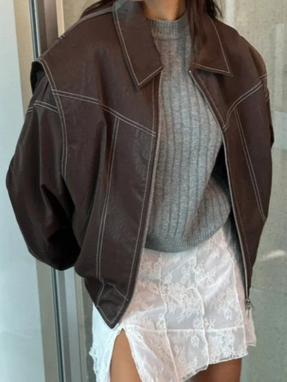 Marlowe Oversized Leather Bomber