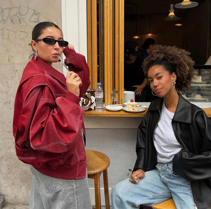 Marlowe Oversized Leather Bomber