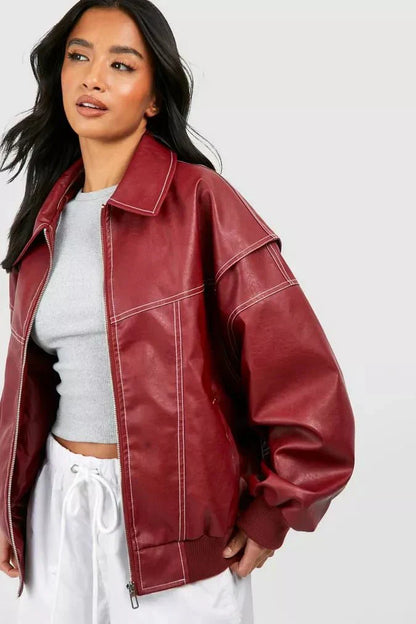 Marlowe Oversized Leather Bomber
