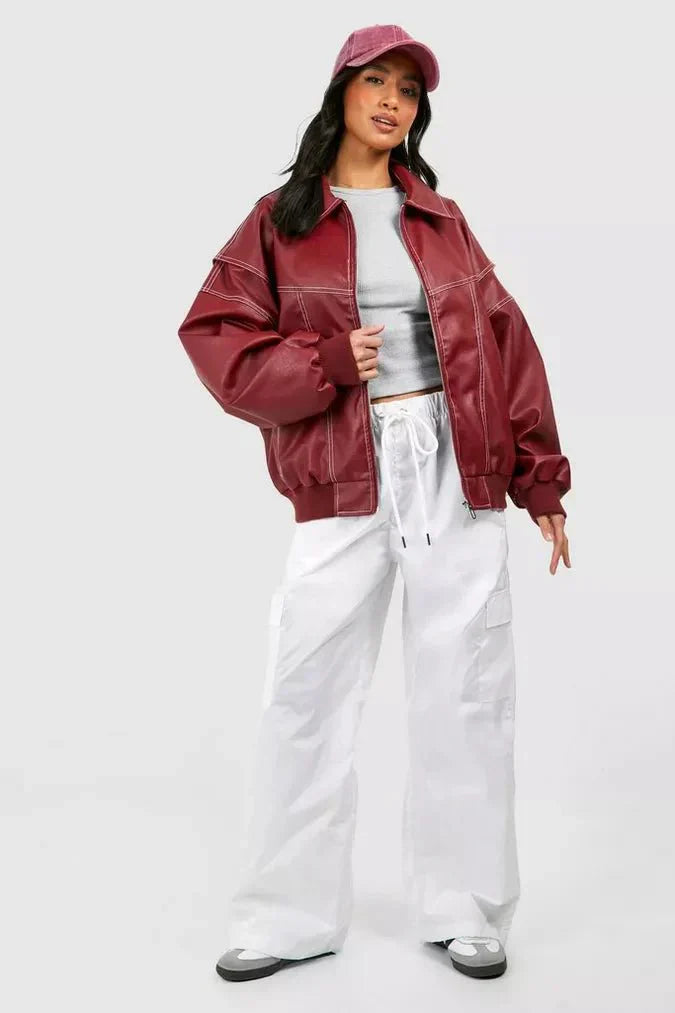Marlowe Oversized Leather Bomber