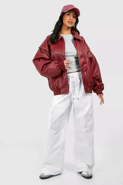 Marlowe Oversized Leather Bomber
