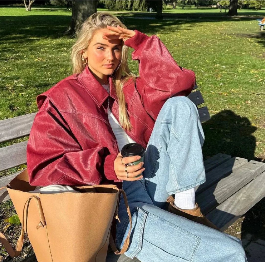 Marlowe Oversized Leather Bomber