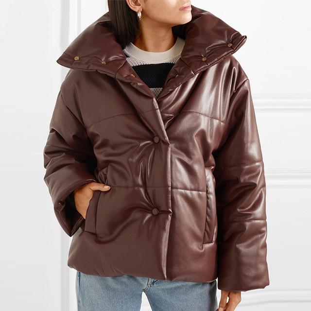 Button Leather Parka