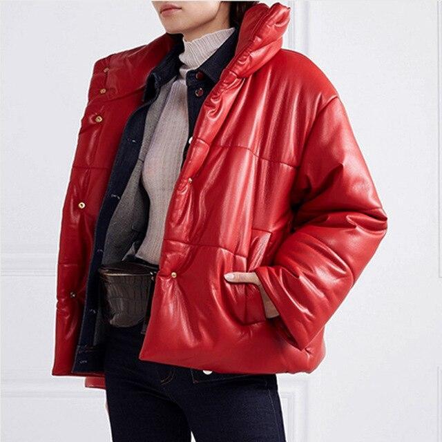 Button Leather Parka