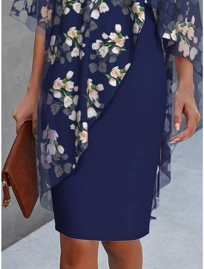 Margie Floral Capelet Dress