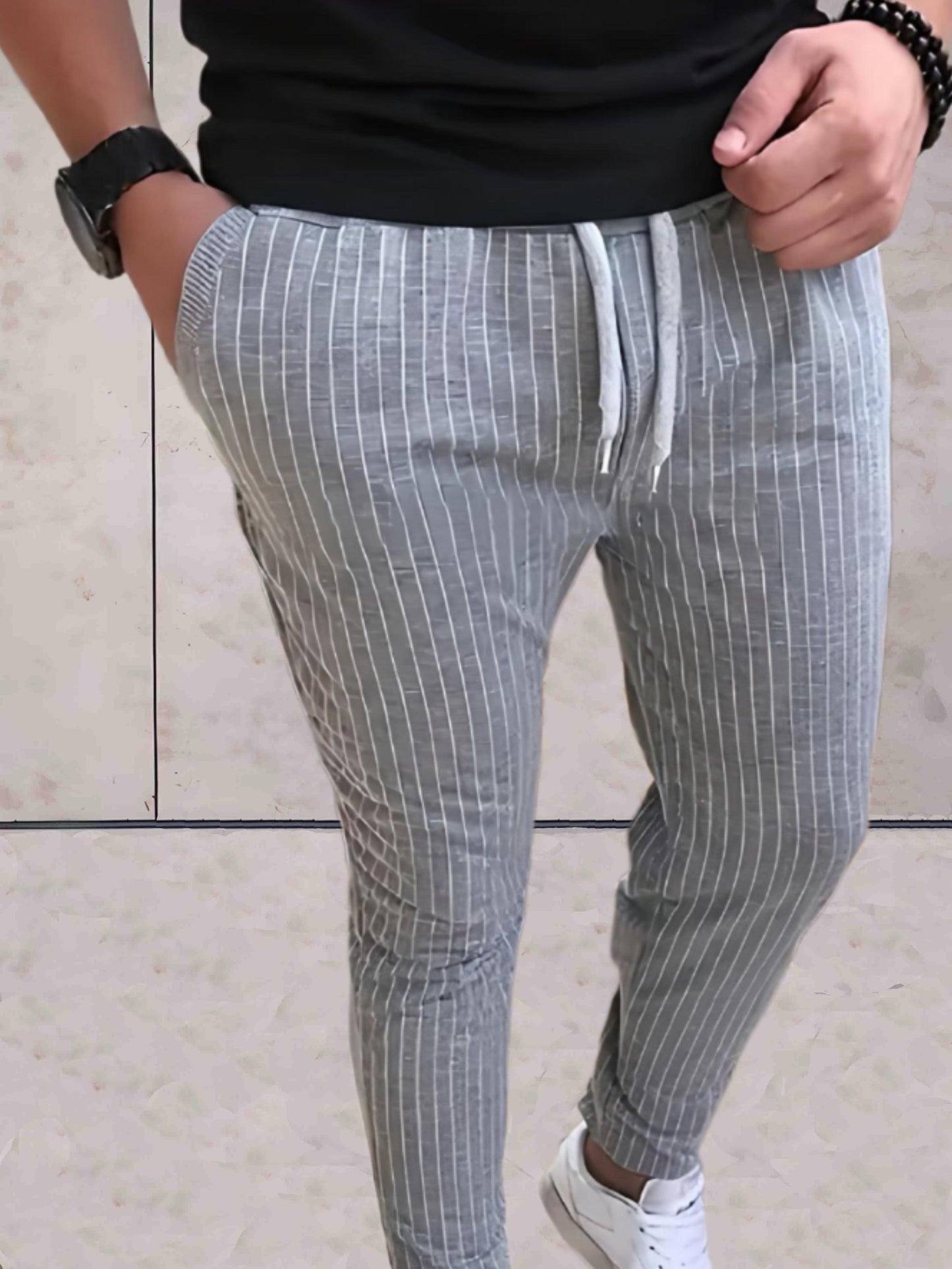 Adamo™ | Elegant Tailored Men’s Trousers with Subtle Striped Pattern