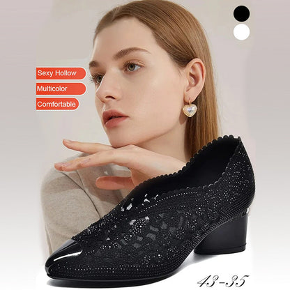 Jane Elegant Pointed Toe Flats with Crystal Detailing