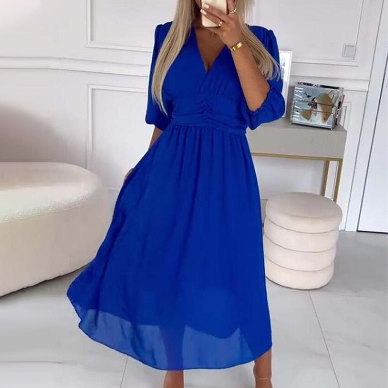 Amelia V-neck Chiffon Dress