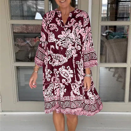 Viloura V-Neck Floral Print Dress