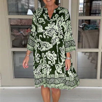 Viloura V-Neck Floral Print Dress